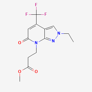 molecular formula C13H14F3N3O3 B10907386 Methyl 3-(2-ethyl-6-oxo-4-(trifluoromethyl)-2H-pyrazolo[3,4-b]pyridin-7(6H)-yl)propanoate 