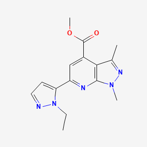 molecular formula C15H17N5O2 B10907398 methyl 6-(1-ethyl-1H-pyrazol-5-yl)-1,3-dimethyl-1H-pyrazolo[3,4-b]pyridine-4-carboxylate 