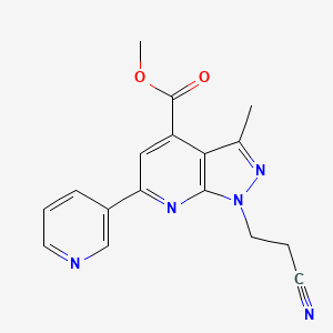 molecular formula C17H15N5O2 B10907417 methyl 1-(2-cyanoethyl)-3-methyl-6-(pyridin-3-yl)-1H-pyrazolo[3,4-b]pyridine-4-carboxylate 