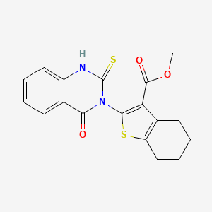 molecular formula C18H16N2O3S2 B10907434 methyl 2-(4-oxo-2-sulfanylquinazolin-3(4H)-yl)-4,5,6,7-tetrahydro-1-benzothiophene-3-carboxylate 
