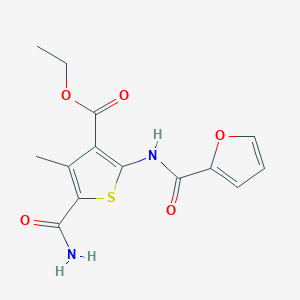 molecular formula C14H14N2O5S B10907462 Ethyl 5-carbamoyl-2-[(furan-2-ylcarbonyl)amino]-4-methylthiophene-3-carboxylate 