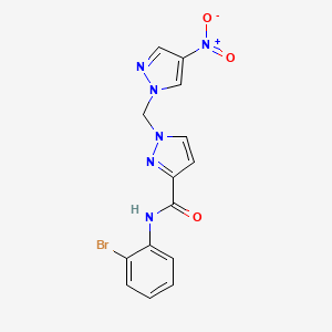 molecular formula C14H11BrN6O3 B10907466 N-(2-bromophenyl)-1-[(4-nitro-1H-pyrazol-1-yl)methyl]-1H-pyrazole-3-carboxamide 