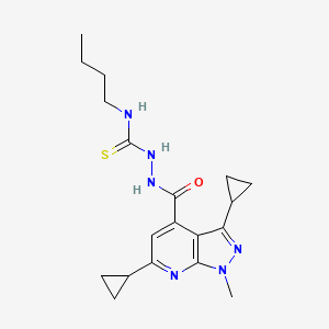 molecular formula C19H26N6OS B10907498 N-butyl-2-[(3,6-dicyclopropyl-1-methyl-1H-pyrazolo[3,4-b]pyridin-4-yl)carbonyl]hydrazinecarbothioamide 