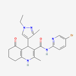 molecular formula C22H24BrN5O2 B10907500 N-(5-bromo-2-pyridinyl)-4-(1-ethyl-3-methyl-1H-pyrazol-4-yl)-2-methyl-5-oxo-1,4,5,6,7,8-hexahydro-3-quinolinecarboxamide 
