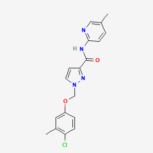 molecular formula C18H17ClN4O2 B10907531 1-[(4-chloro-3-methylphenoxy)methyl]-N-(5-methylpyridin-2-yl)-1H-pyrazole-3-carboxamide 