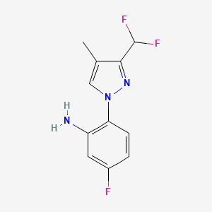 molecular formula C11H10F3N3 B10907533 2-[3-(Difluoromethyl)-4-methyl-1H-pyrazol-1-yl]-5-fluoroaniline 
