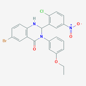 molecular formula C22H17BrClN3O4 B10907587 6-bromo-2-(2-chloro-5-nitrophenyl)-3-(3-ethoxyphenyl)-2,3-dihydroquinazolin-4(1H)-one 