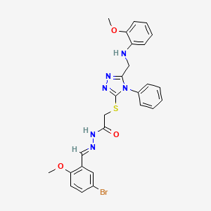 molecular formula C26H25BrN6O3S B10907596 N'-[(E)-(5-bromo-2-methoxyphenyl)methylidene]-2-[(5-{[(2-methoxyphenyl)amino]methyl}-4-phenyl-4H-1,2,4-triazol-3-yl)sulfanyl]acetohydrazide 