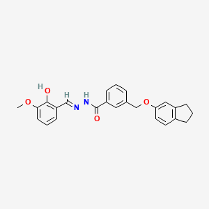 molecular formula C25H24N2O4 B10907624 3-[(2,3-dihydro-1H-inden-5-yloxy)methyl]-N'-[(E)-(2-hydroxy-3-methoxyphenyl)methylidene]benzohydrazide 