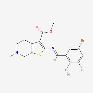 molecular formula C17H16BrClN2O3S B10907656 methyl 2-{[(E)-(5-bromo-3-chloro-2-hydroxyphenyl)methylidene]amino}-6-methyl-4,5,6,7-tetrahydrothieno[2,3-c]pyridine-3-carboxylate 