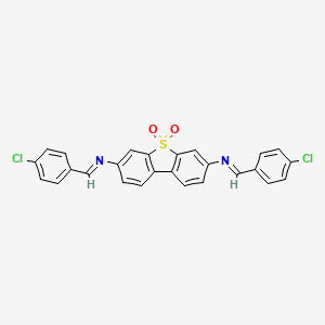 molecular formula C26H16Cl2N2O2S B10907675 N,N'-bis[(E)-(4-chlorophenyl)methylidene]dibenzo[b,d]thiophene-3,7-diamine 5,5-dioxide 