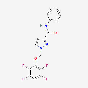 molecular formula C17H11F4N3O2 B10907676 N-phenyl-1-[(2,3,5,6-tetrafluorophenoxy)methyl]-1H-pyrazole-3-carboxamide 