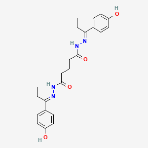 molecular formula C23H28N4O4 B10907697 N'~1~,N'~5~-bis[(1E)-1-(4-hydroxyphenyl)propylidene]pentanedihydrazide 
