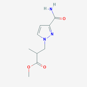 molecular formula C9H13N3O3 B10907731 methyl 3-(3-carbamoyl-1H-pyrazol-1-yl)-2-methylpropanoate 