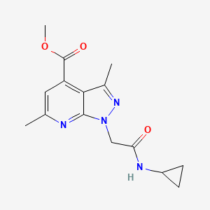 molecular formula C15H18N4O3 B10907774 Methyl 1-(2-(cyclopropylamino)-2-oxoethyl)-3,6-dimethyl-1H-pyrazolo[3,4-b]pyridine-4-carboxylate 