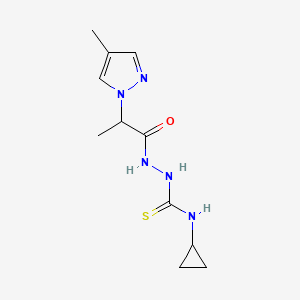 molecular formula C11H17N5OS B10907812 N-cyclopropyl-2-[2-(4-methyl-1H-pyrazol-1-yl)propanoyl]hydrazinecarbothioamide 