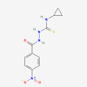 molecular formula C11H12N4O3S B10907843 N-cyclopropyl-2-[(4-nitrophenyl)carbonyl]hydrazinecarbothioamide 