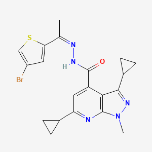 molecular formula C20H20BrN5OS B10907933 N'-[(1Z)-1-(4-bromothiophen-2-yl)ethylidene]-3,6-dicyclopropyl-1-methyl-1H-pyrazolo[3,4-b]pyridine-4-carbohydrazide 