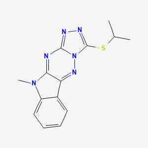 molecular formula C14H14N6S B10907938 8-methyl-14-propan-2-ylsulfanyl-8,10,12,13,15,16-hexazatetracyclo[7.7.0.02,7.011,15]hexadeca-1(16),2,4,6,9,11,13-heptaene 