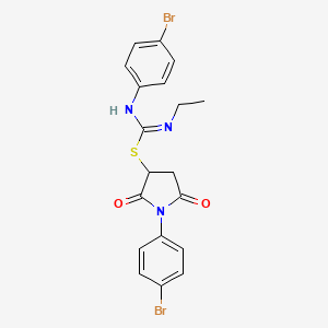 molecular formula C19H17Br2N3O2S B10907946 1-(4-bromophenyl)-2,5-dioxopyrrolidin-3-yl N'-(4-bromophenyl)-N-ethylcarbamimidothioate 