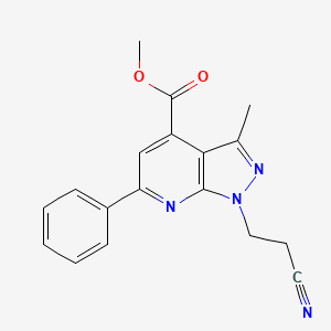 molecular formula C18H16N4O2 B10908000 methyl 1-(2-cyanoethyl)-3-methyl-6-phenyl-1H-pyrazolo[3,4-b]pyridine-4-carboxylate 