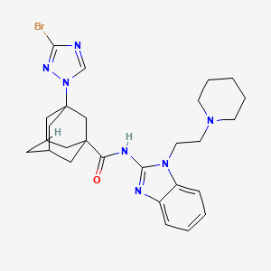 molecular formula C27H34BrN7O B10908025 3-(3-Bromo-1H-1,2,4-triazol-1-YL)-N~1~-[1-(2-piperidinoethyl)-1H-1,3-benzimidazol-2-YL]-1-adamantanecarboxamide 