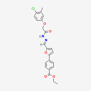 molecular formula C23H21ClN2O5 B10908051 ethyl 4-{5-[(E)-{2-[(4-chloro-3-methylphenoxy)acetyl]hydrazinylidene}methyl]furan-2-yl}benzoate 