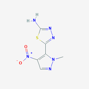 molecular formula C6H6N6O2S B10908057 5-(1-Methyl-4-nitro-1H-pyrazol-5-yl)-1,3,4-thiadiazol-2-amine 