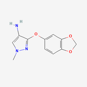 molecular formula C11H11N3O3 B10908066 3-(1,3-benzodioxol-5-yloxy)-1-methyl-1H-pyrazol-4-amine 