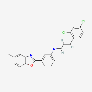 molecular formula C23H16Cl2N2O B10908125 N-[(1E,2E)-3-(2,4-dichlorophenyl)prop-2-en-1-ylidene]-3-(5-methyl-1,3-benzoxazol-2-yl)aniline 