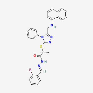 molecular formula C29H25FN6OS B10908203 N'-[(E)-(2-fluorophenyl)methylidene]-2-({5-[(naphthalen-1-ylamino)methyl]-4-phenyl-4H-1,2,4-triazol-3-yl}sulfanyl)propanehydrazide 