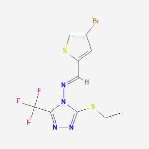 molecular formula C10H8BrF3N4S2 B10908216 N-[(E)-(4-bromothiophen-2-yl)methylidene]-3-(ethylsulfanyl)-5-(trifluoromethyl)-4H-1,2,4-triazol-4-amine 