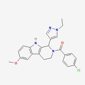 molecular formula C24H23ClN4O2 B10908217 (4-chlorophenyl)[1-(1-ethyl-1H-pyrazol-4-yl)-6-methoxy-1,3,4,9-tetrahydro-2H-beta-carbolin-2-yl]methanone 