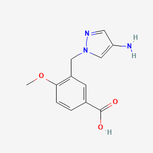 molecular formula C12H13N3O3 B10908314 3-[(4-amino-1H-pyrazol-1-yl)methyl]-4-methoxybenzoic acid 