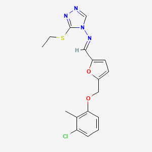 molecular formula C17H17ClN4O2S B10908413 N-[(E)-{5-[(3-chloro-2-methylphenoxy)methyl]furan-2-yl}methylidene]-3-(ethylsulfanyl)-4H-1,2,4-triazol-4-amine 