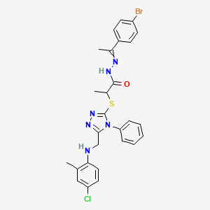 molecular formula C27H26BrClN6OS B10908470 N'-[1-(4-bromophenyl)ethylidene]-2-[(5-{[(4-chloro-2-methylphenyl)amino]methyl}-4-phenyl-4H-1,2,4-triazol-3-yl)sulfanyl]propanehydrazide 