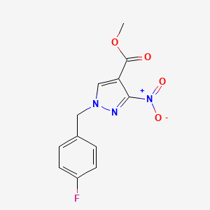 molecular formula C12H10FN3O4 B10908497 Methyl 1-(4-fluorobenzyl)-3-nitro-1H-pyrazole-4-carboxylate 