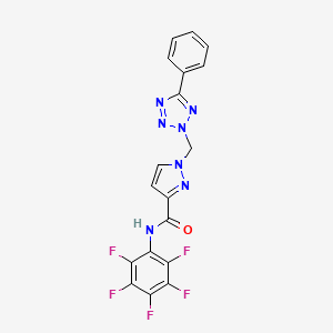 molecular formula C18H10F5N7O B10908505 N-(pentafluorophenyl)-1-[(5-phenyl-2H-tetrazol-2-yl)methyl]-1H-pyrazole-3-carboxamide 