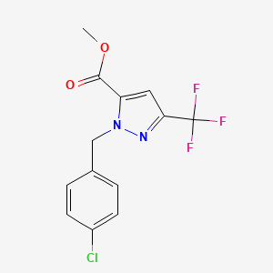 molecular formula C13H10ClF3N2O2 B10908531 Methyl 1-(4-chlorobenzyl)-3-(trifluoromethyl)-1H-pyrazole-5-carboxylate 