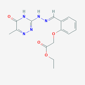 molecular formula C15H17N5O4 B10908544 ethyl (2-{(E)-[2-(6-methyl-5-oxo-4,5-dihydro-1,2,4-triazin-3-yl)hydrazinylidene]methyl}phenoxy)acetate 