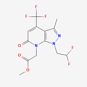 molecular formula C13H12F5N3O3 B10908569 Methyl 2-(1-(2,2-difluoroethyl)-3-methyl-6-oxo-4-(trifluoromethyl)-1H-pyrazolo[3,4-b]pyridin-7(6H)-yl)acetate 
