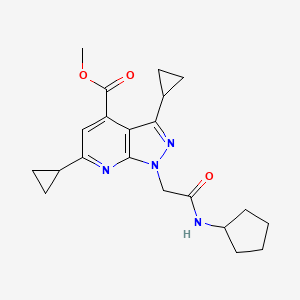 molecular formula C21H26N4O3 B10908589 methyl 1-[2-(cyclopentylamino)-2-oxoethyl]-3,6-dicyclopropyl-1H-pyrazolo[3,4-b]pyridine-4-carboxylate CAS No. 1018051-53-0