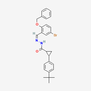 molecular formula C28H29BrN2O2 B10908633 N'-{(Z)-[2-(benzyloxy)-5-bromophenyl]methylidene}-2-(4-tert-butylphenyl)cyclopropanecarbohydrazide 