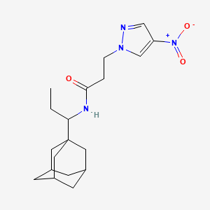molecular formula C19H28N4O3 B10908643 N~1~-[1-(1-Adamantyl)propyl]-3-(4-nitro-1H-pyrazol-1-YL)propanamide 