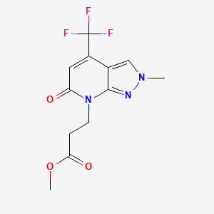 molecular formula C12H12F3N3O3 B10908650 Methyl 3-(2-methyl-6-oxo-4-(trifluoromethyl)-2H-pyrazolo[3,4-b]pyridin-7(6H)-yl)propanoate 