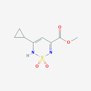 molecular formula C8H10N2O4S B10908692 methyl 5-cyclopropyl-2H-1,2,6-thiadiazine-3-carboxylate 1,1-dioxide 