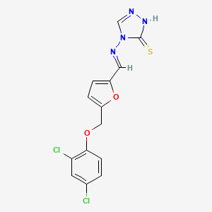 molecular formula C14H10Cl2N4O2S B10908732 4-{[(E)-{5-[(2,4-dichlorophenoxy)methyl]furan-2-yl}methylidene]amino}-4H-1,2,4-triazole-3-thiol 