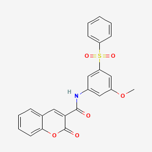 molecular formula C23H17NO6S B10908773 N-[3-methoxy-5-(phenylsulfonyl)phenyl]-2-oxo-2H-chromene-3-carboxamide 