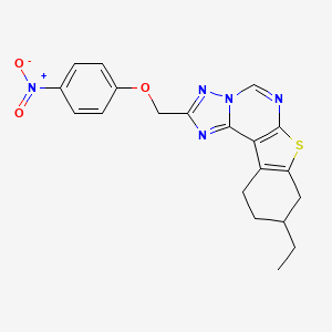 molecular formula C20H19N5O3S B10908838 (9-Ethyl-8,9,10,11-tetrahydro[1]benzothieno[3,2-E][1,2,4]triazolo[1,5-C]pyrimidin-2-YL)methyl (4-nitrophenyl) ether 