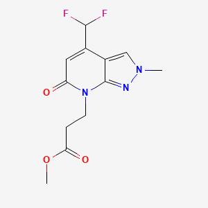 molecular formula C12H13F2N3O3 B10908860 Methyl 3-(4-(difluoromethyl)-2-methyl-6-oxo-2H-pyrazolo[3,4-b]pyridin-7(6H)-yl)propanoate 